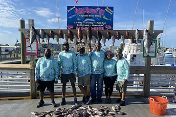 Full day offshore fishing charter from Carolina Beach aboard Wild Rover III targeting grouper and wrecks